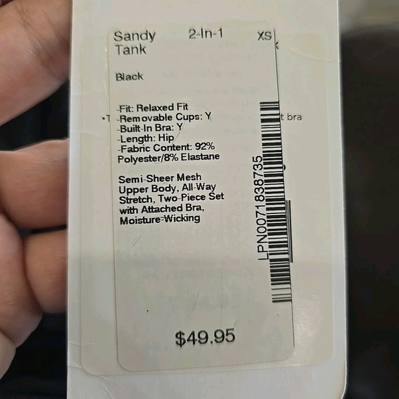 Fabletics NWT Sandy 2 In 1 Tank Black Size XSmall Semi Sheer Mesh No Bra - Picture 5 of 8